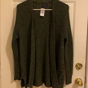 Olive green knitted cardigan